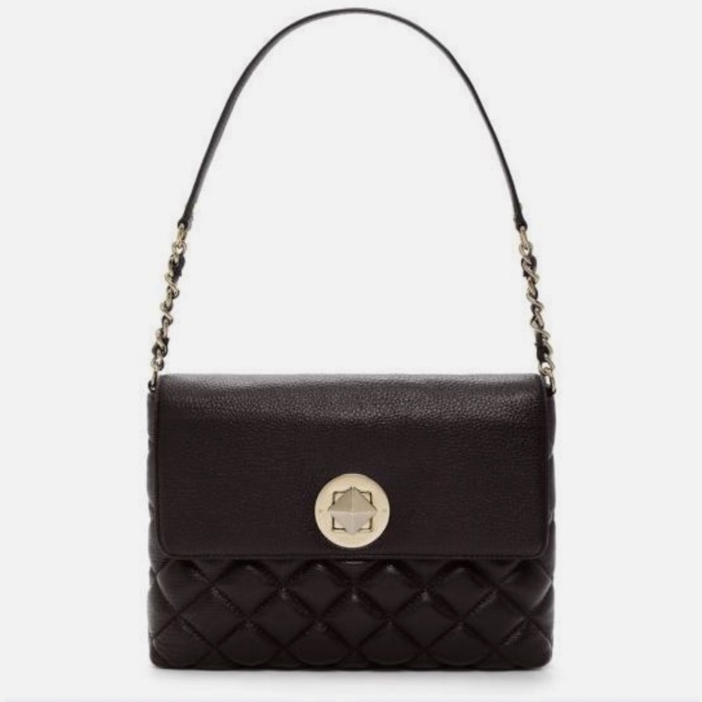 kate spade Black Quilted Leather Shoulder Bag with Gold Hardware